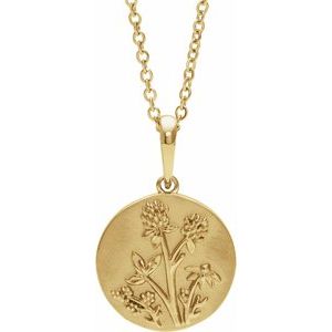 14K Yellow Gold 19.12 X 12 Mm 16-18 In Polished Floral Necklace