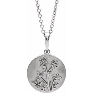 Sterling Silver 19.12 X 12 Mm 16-18 In Polished Floral Necklace