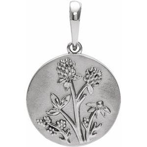 Sterling Silver 19.12 X 12 Mm Polished Floral Pendant