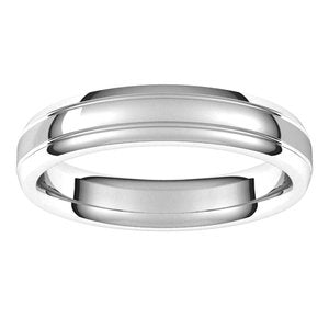 Sterling Silver Polished Grooved Comfort-Fit Beveled-Edge Carved Band With Satin Finish