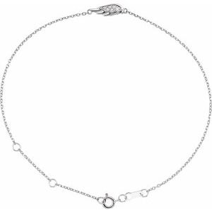 Sterling Silver .015 CTW Natural Diamond Angel Wing 6 1/2-7 1/2" Bracelet