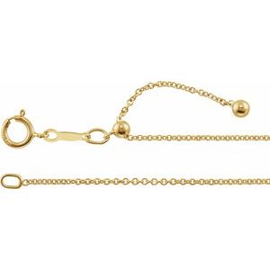 14K Yellow Gold-Filled Spring Ring Adjustable Cable Chain, Length: 16-22 In, Width: 1.1 Mm