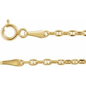 14K Yellow Gold Hollow Diamond-Cut Anchor Chain, Length: 7 In, Width: 1.8 Mm