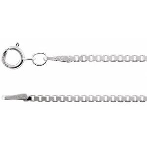 Rhodium-Plated Sterling Silver Spring Ring Diamond-Cut Box Chain, Length: 7 In, Width: 1.5 Mm