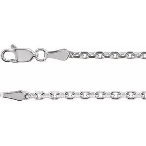14K White Gold Diamond-Cut Cable Chain, Length: 7 In, Width: 2.5 Mm