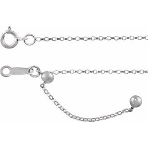 14K White Gold Adjustable Rolo Chain, Length: 16-22 In, Width: 1.1 Mm