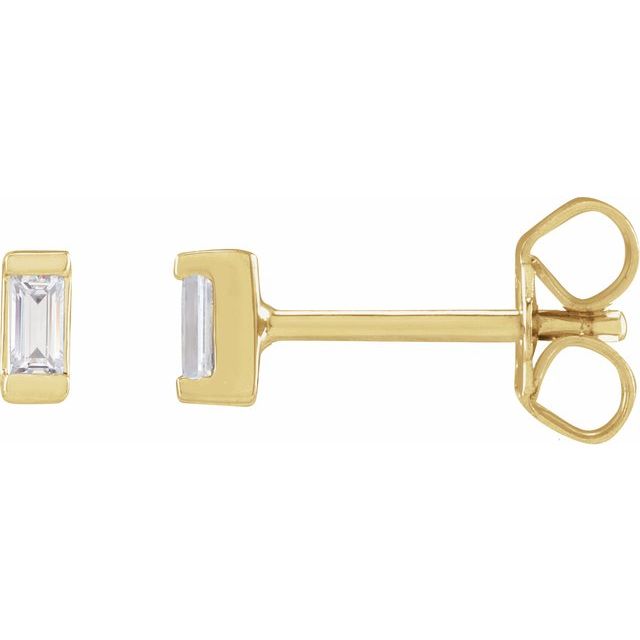 14K Yellow Or White Or Rose Gold Straight Baguette Vs, G-H Friction Polished Lab-Grown Diamond Earrings