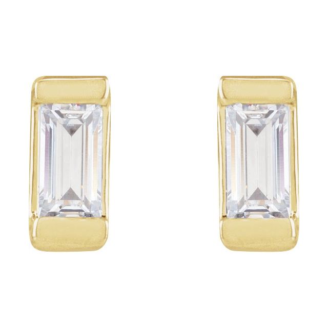 14K Yellow Or White Or Rose Gold Straight Baguette Vs, G-H Friction Polished Lab-Grown Diamond Earrings