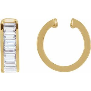 14K Yellow Gold Straight Baguette 3 X 1.5 Mm 3/4 Ctw Lab-Grown Diamond Ear Cuff