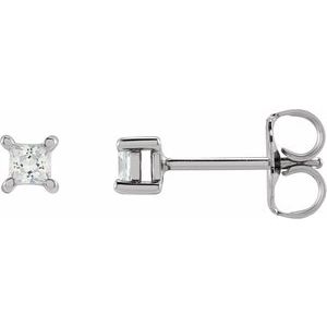 14K White Gold Square 2.5 X 2.5Mm Si, G-H 1/5 Ctw Lab-Grown Diamond 4-Prong Friction Back Earrings