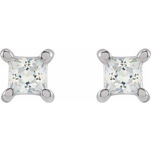 14K White Gold Square 2.5 X 2.5Mm Si, G-H 1/5 Ctw Lab-Grown Diamond 4-Prong Friction Back Earrings