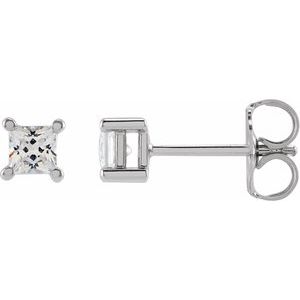 14K White Gold Square 2.75 X 2.75Mm Si, G-H 1/4 Ctw Lab-Grown Diamond 4-Prong Friction Back Earrings