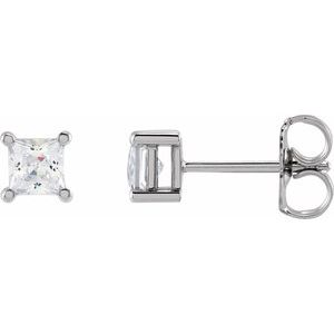 14K White Gold Square 3.5 X 3.5Mm Si, G-H 1/2 Ctw Lab-Grown Diamond 4-Prong Friction Back Earrings