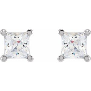 14K White Gold Square 3.5 X 3.5Mm Si, G-H 1/2 Ctw Lab-Grown Diamond 4-Prong Friction Back Earrings
