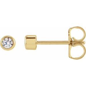 14K Yellow Gold Round 2.5Mm Si1-Si2, G-H 1/6 Ctw Lab-Grown Diamond Bezel-set Friction Back Earrings