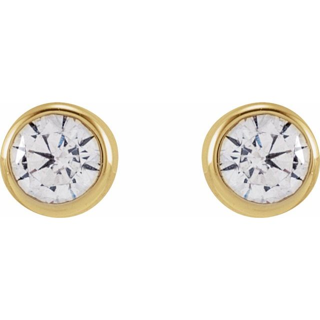 14K Yellow Or White Or Rose Gold Round Si1-Si2, G-H Friction Back Polished Lab-Grown Diamond Bezel-Set Earrings