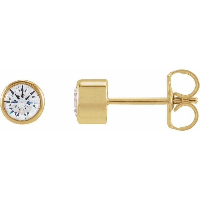 14K Yellow Or White Or Rose Gold Round Si1-Si2, G-H Friction Back Polished Lab-Grown Diamond Bezel-Set Earrings