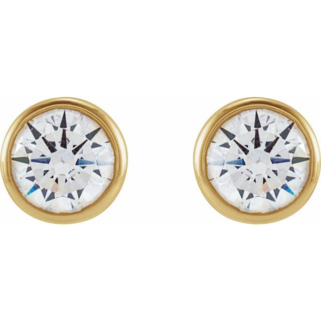 14K Yellow Or White Or Rose Gold Round Si1-Si2, G-H Friction Back Polished Lab-Grown Diamond Bezel-Set Earrings