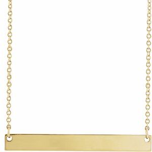 18K Yellow Gold-Plated Sterling Silver 30 X 3.5 Mm 18 In Polished Engravable Bar Necklace