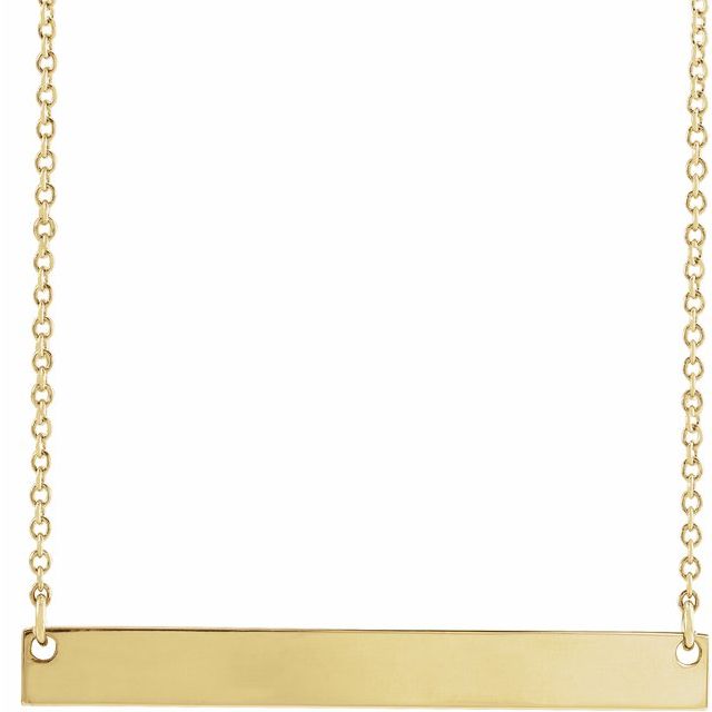 18K Yellow Gold-Plated Sterling Silver 34 X 4 Mm 18 In Polished Engravable Bar Necklace