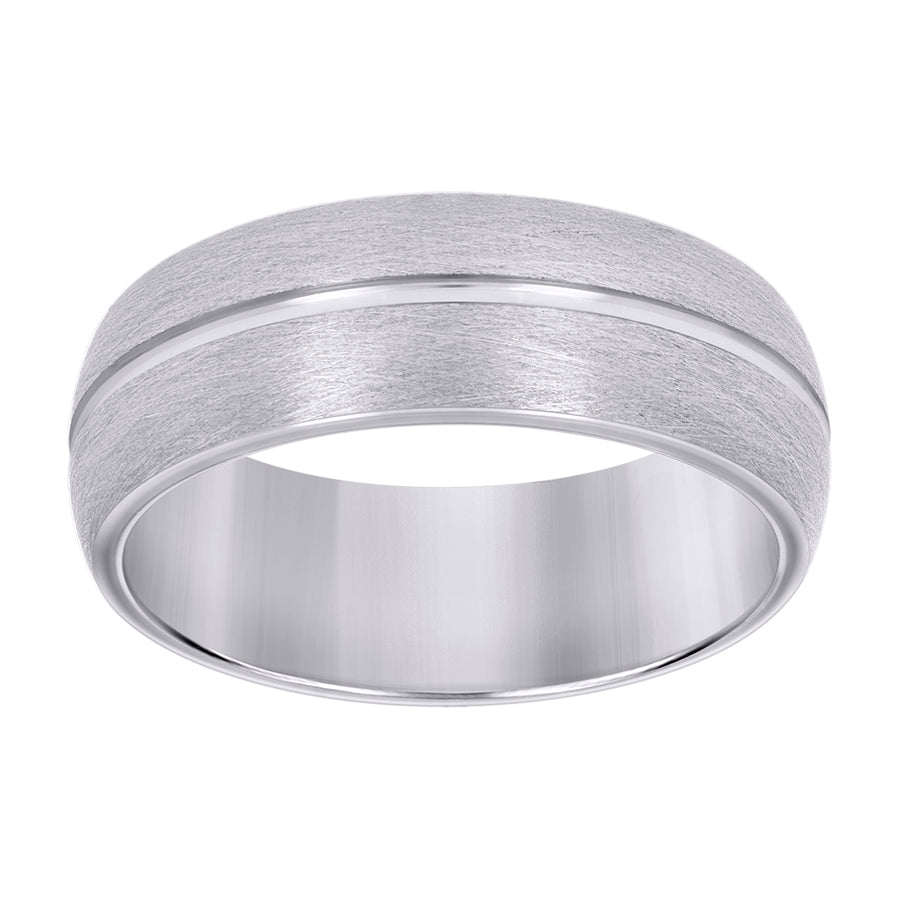 Tungsten Mens Grooved Edge Matt Finish Comfort-fit Bridal Anniversary Engagement Wedding Band 8mm Sizes 7 To 13.5