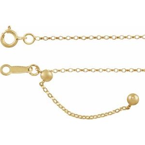 14K Yellow Gold Adjustable Rolo Chain, Length: 16-22 In, Width: 1.1 Mm
