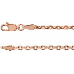 14K Rose Gold Diamond-Cut Cable Chain, Length: 7 In, Width: 2.5 Mm