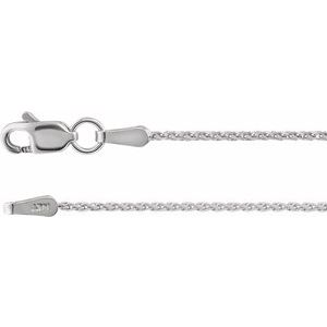 Rhodium-Plated Sterling Silver Lobster Clasp Diamond-Cut Wheat Chain, Length: 20 In, Width: 1.05 Mm