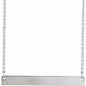 14K White Gold 34 X 4 Mm 18 In Polished Engravable Bar Necklace