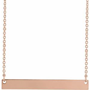 14K Rose Gold 34 X 4 Mm 18 In Polished Engravable Bar Necklace