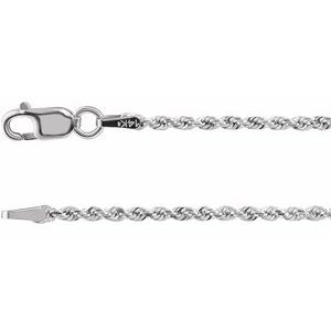 Sterling Silver Lobster Clasp Diamond-Cut Rope Chain, Length: 18 In, Width: 1.6 Mm