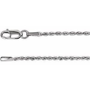Sterling Silver Lobster Clasp Diamond-Cut Rope Chain, Length: 24 In, Width: 1.6 Mm
