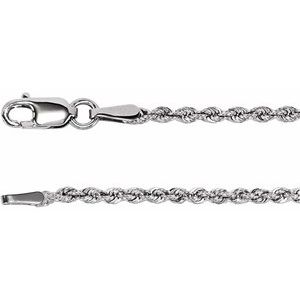 Rhodium-Plated Sterling Silver Lobster Clasp Rope Chain, Length: 24 In, Width: 1.85 Mm
