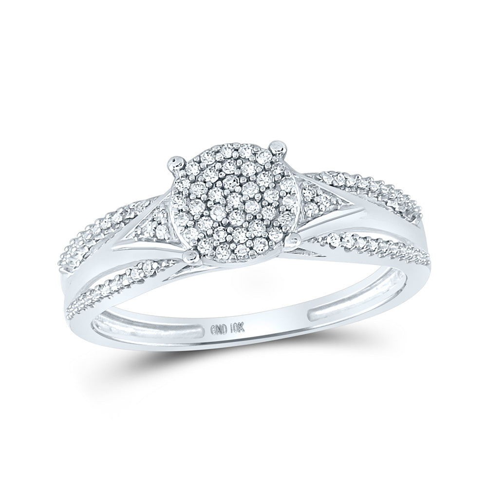 10K White Gold Round Diamond Cluster Bridal Wedding Engagement Ring 1/6 Cttw, Womens Size: 5-10
