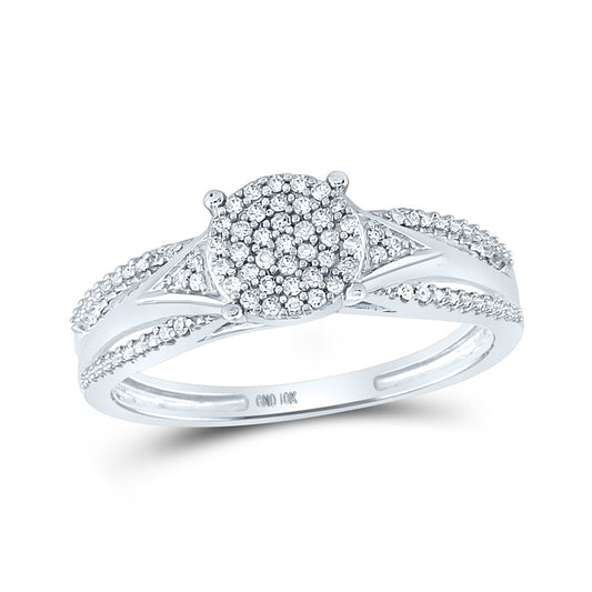 10K White Gold Round Diamond Cluster Bridal Wedding Engagement Ring 1/6 Cttw, Womens Size: 5-10