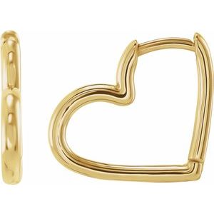 14K Yellow Gold 15 X 15 Mm 1.7 Mm Pair Hinged Polished Hinged Heart Huggie Earrings