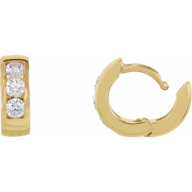 14K Yellow Gold Round 10 Mm 3.5 Mm 2.5Mm I1, Gh Pair Hinged Polished 1/3 Ctw Natural Diamond Hinged Hoop Earrings