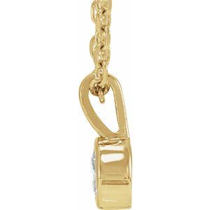14K Yellow Gold Round 3Mm G-H I1 1/10 Ct Natural Diamond Solitaire Bezel-Set Necklace, Length: 18 In