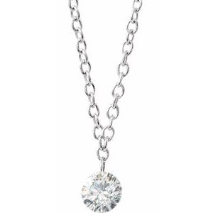 14K White Gold Round 3.5Mm G-H I1 1/6 Ct Natural Diamond Solitaire Adjustable Necklace, Length: 18 In