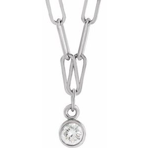14K White Gold Set 1-Stone Natural Diamond Round 3 Mm I1, G-H :: 1/10 Ct 18 In Polished 1/10 Ct Natural Diamond Bezel-Set Necklace