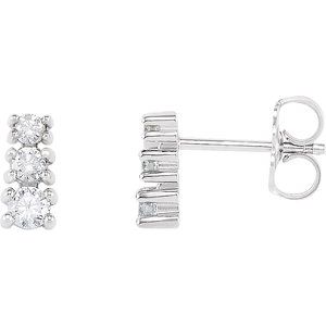 14K White Gold Round 2.7 Mm 1/4 Ctw Natural Diamond Three-Stone Earrings