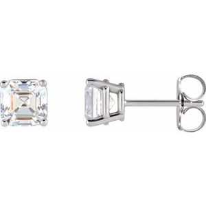 14K White Gold Asscher 2.6 X 2.6Mm Si, Ghi 1/5 Ctw Lab-Grown Diamond 4-Prong Basket Friction Back Earrings