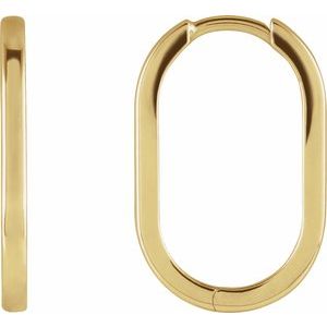 14K Yellow Gold 20 X 12.5 Mm 1.6 Mm Pair Hinged Polished Elongated Oval Huggie Earrings