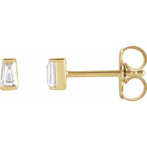 14K Yellow Gold Tapered Baguette 3 X 2 X 1.5Mm Si1-Si2, Gh 1/8 Ctw Lab-Grown Diamond Friction Back Channel-Set Earrings