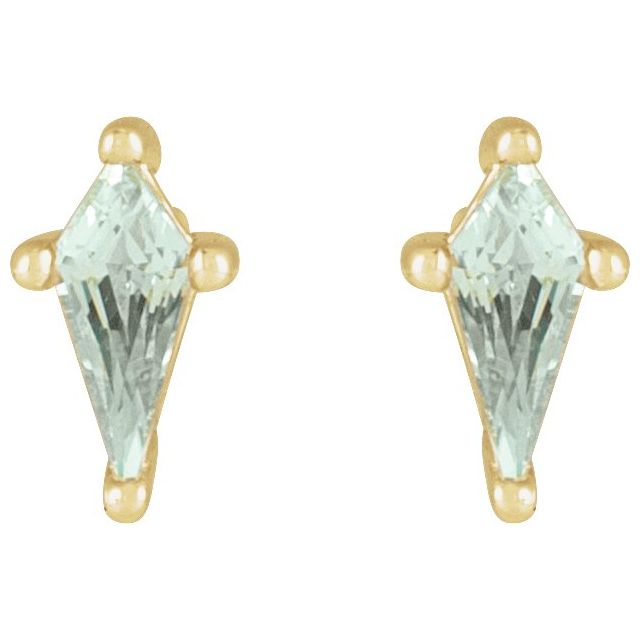14K Yellow Or White Gold Shield Friction Back Polished Lab-Grown Gemstone Basket Earrings