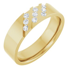 14K Yellow Gold Round 2 Mm G-H Si2-Si3 1/4 Ctw Natural Diamond Triple Diagonal Band Size 12.5
