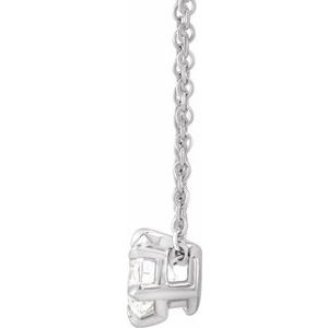 14K White Gold Round 5Mm F+ Vs 1/2 Ct Lab-Grown Diamond Solitaire Necklace, Length: 18 In