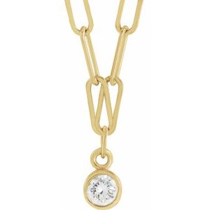 14K Yellow Gold Set 1-Stone Natural Diamond Round 3 Mm I1, G-H :: 1/10 Ct 18 In Polished 1/10 Ct Natural Diamond Bezel-Set Necklace