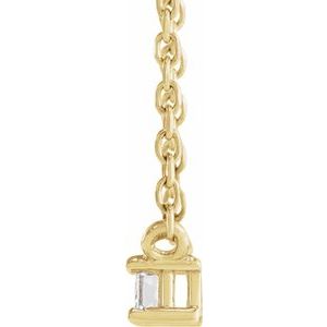 14K Yellow Gold Straight Baguette 3 X 2Mm Ghi Si2-Si3 .07 Ct Natural Diamond 4-Prong Solitaire Necklace, Length: 18 In