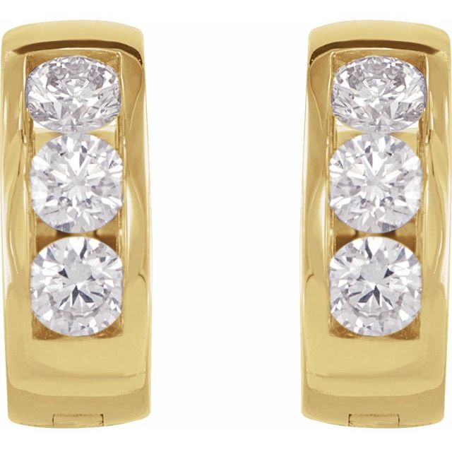 14K Yellow Gold Round 10 Mm 3.5 Mm 2.5Mm I1, Gh Pair Hinged Polished 1/3 Ctw Natural Diamond Hinged Hoop Earrings